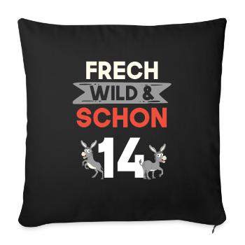 14 Jahre Geburtstag Junge Mädchen Esel - Sofakissenbezug 45 x 45 cm - Schwarz - Vorne