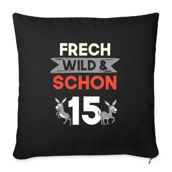15 Jahre Geburtstag Junge Mädchen Esel - Sofakissenbezug 45 x 45 cm - Schwarz - Vorne