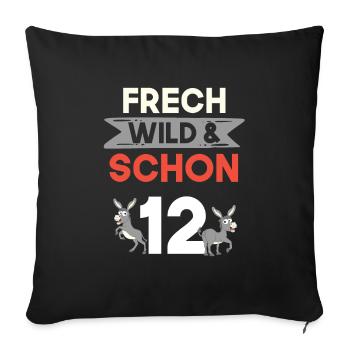 12 Jahre Geburtstag Junge Mädchen Esel - Sofakissenbezug 45 x 45 cm - Schwarz - Vorne