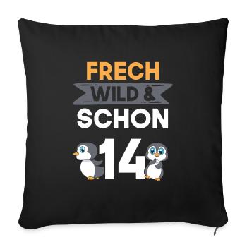 14 Jahre Geburtstag Junge Mädchen Pinguin - Sofakissenbezug 45 x 45 cm - Schwarz - Vorne