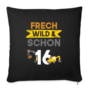 16 Jahre Geburtstag Bagger - Sofakissenbezug 45 x 45 cm - Schwarz - Vorne