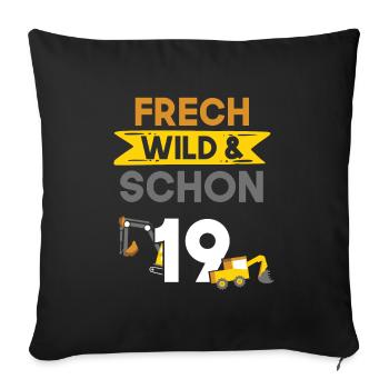 19 Jahre Geburtstag Bagger - Sofakissenbezug 45 x 45 cm - Schwarz - Vorne