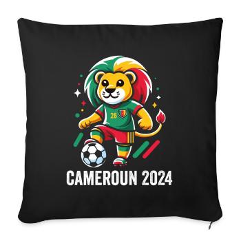 Cameroun 2024 Maillot Lion Camerounais Football - Housse de coussin décorative 45 x 45 cm - noir - Devant