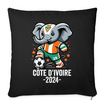 Ivory Coast 2024 Ivorian Elephant Football Jersey - Sofa pillowcase 17,3'' x 17,3'' (45 x 45 cm) - black - Front