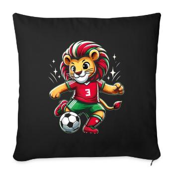 Morocco Moroccan Lion Football Supporter Jersey - Sofa pillowcase 17,3'' x 17,3'' (45 x 45 cm) - black - Front