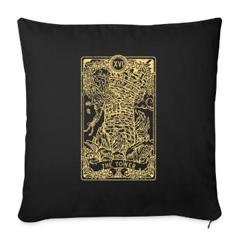 The Tower I Goth Tarot Card I Fortune Teller - Sofa pillowcase 17,3'' x 17,3'' (45 x 45 cm) - black - Front
