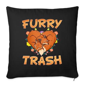 Furry Trash I Furries Convention I Anime Cosplay - Sofakissenbezug 45 x 45 cm - Schwarz - Vorne