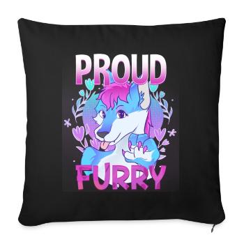 Proud Furry I Furries Cosplay Fandom - Sofakissenbezug 45 x 45 cm - Schwarz - Vorne