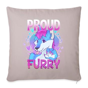 Proud Furry I Furries Cosplay Fandom - Sofakissenbezug 45 x 45 cm - helles Taupe - Vorne