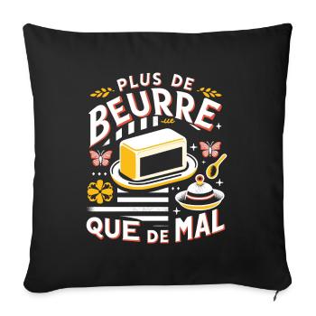 Beurre Breton Plus Que Mal Humour Breizh Bretagne - Housse de coussin décorative 45 x 45 cm - noir - Devant
