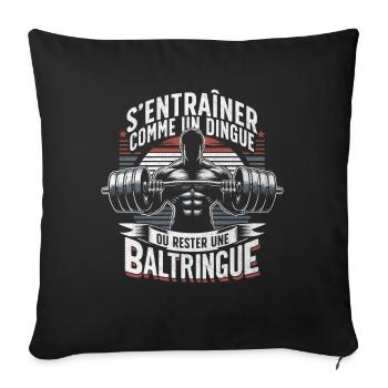 Musculation Baltringue Workout Motivation Fitness - Housse de coussin décorative 45 x 45 cm - noir - Devant