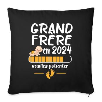 Grand Frère Annonce Grossesse Futur Frère 2024 - Housse de coussin décorative 45 x 45 cm - noir - Devant