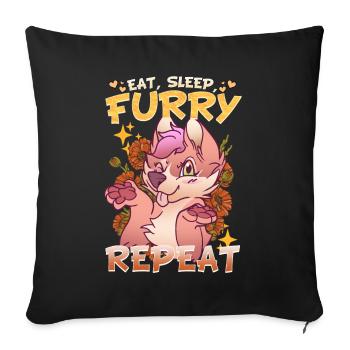 Eat Sleep Furry Repeat I Furries Fandom Cosplay - Sofakissenbezug 45 x 45 cm - Schwarz - Vorne