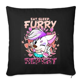 Eat Sleep Furry Repeat I Furries Fandom Cosplay - Sofakissenbezug 45 x 45 cm - Schwarz - Vorne