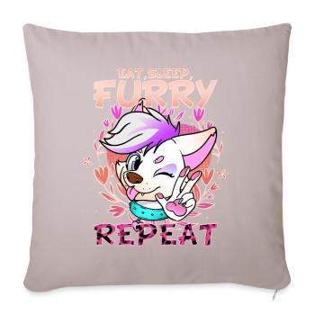 Eat Sleep Furry Repeat I Furries Fandom Cosplay - Sofakissenbezug 45 x 45 cm - helles Taupe - Vorne