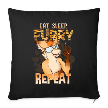 Eat Sleep Furry Repeat I Furries Fandom Cosplay - Sofakissenbezug 45 x 45 cm - Schwarz - Vorne