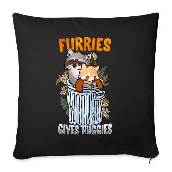 Furries give Huggies I Furry Fandom I Cosplay - Sofakissenbezug 45 x 45 cm - Schwarz - Vorne