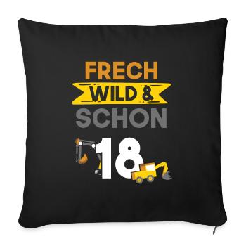 18 Jahre Geburtstag Bagger - Sofakissenbezug 45 x 45 cm - Schwarz - Vorne