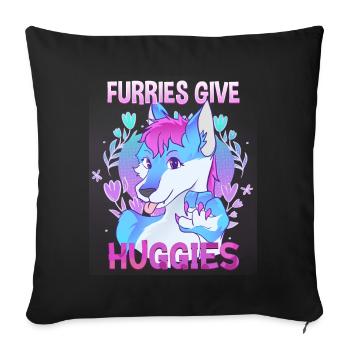 Furries give Huggies I Furry Fandom I Cosplay - Sofa pillowcase 17,3'' x 17,3'' (45 x 45 cm) - black - Front