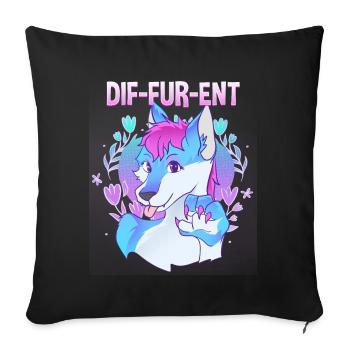 Dif-Fur-Ent I Furry Fandom I Furries Cosplay - Sofa pillowcase 17,3'' x 17,3'' (45 x 45 cm) - black - Front
