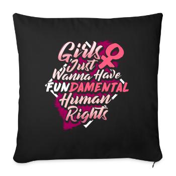 Woman & Human Rights Feminist Quote Gift - Sofa pillowcase 17,3'' x 17,3'' (45 x 45 cm) - black - Front