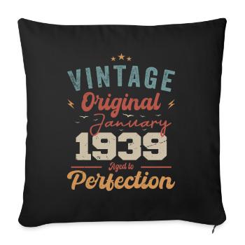 Januar 1939 Legende seit 85 Jahren - Sofakissenbezug 45 x 45 cm - Schwarz - Vorne