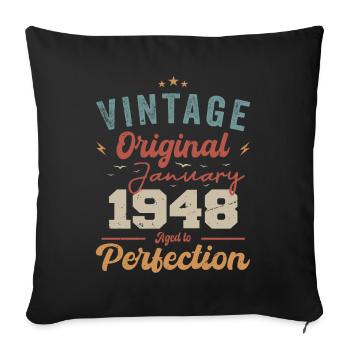 Janvier 1948 Légende depuis 76 ans - Housse de coussin décorative 45 x 45 cm - noir - Devant