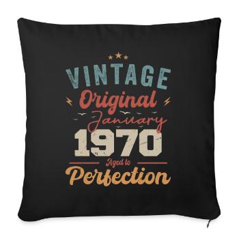 Janvier 1970 Légende depuis 54 ans - Housse de coussin décorative 45 x 45 cm - noir - Devant