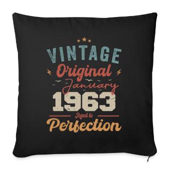 Janvier 1963 Légende depuis 61 ans - Housse de coussin décorative 45 x 45 cm - noir - Devant