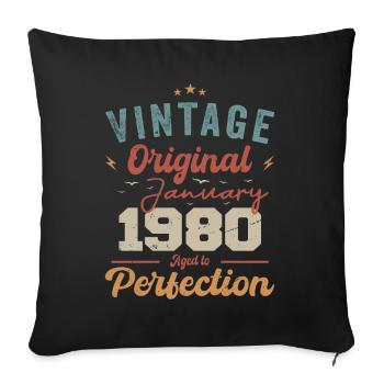 Janvier 1980 Légende depuis 44 ans - Housse de coussin décorative 45 x 45 cm - noir - Devant