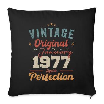 Janvier 1977 Légende depuis 47 ans - Housse de coussin décorative 45 x 45 cm - noir - Devant