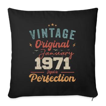 Janvier 1971 Légende depuis 53 ans - Housse de coussin décorative 45 x 45 cm - noir - Devant