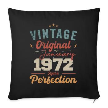 Janvier 1972 Légende depuis 52 ans - Housse de coussin décorative 45 x 45 cm - noir - Devant
