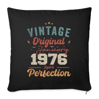 Janvier 1976 Légende depuis 48 ans - Housse de coussin décorative 45 x 45 cm - noir - Devant