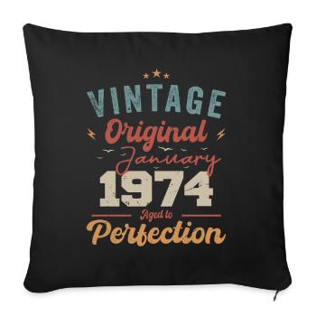 Janvier 1974 Légende depuis 50 ans - Housse de coussin décorative 45 x 45 cm - noir - Devant