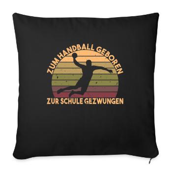 Retro Vintage Handball Designs lustiger Handball - Sofakissenbezug 45 x 45 cm - Schwarz - Vorne