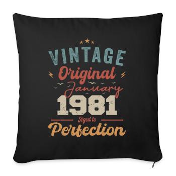 Janvier 1981 Légende depuis 43 ans - Housse de coussin décorative 45 x 45 cm - noir - Devant