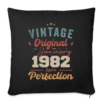 Janvier 1982 Légende depuis 42 ans - Housse de coussin décorative 45 x 45 cm - noir - Devant