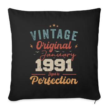 Janvier 1991 Légende depuis 33 ans - Housse de coussin décorative 45 x 45 cm - noir - Devant