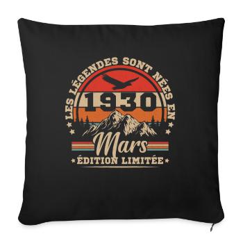 Birthday gift born in March 1930 - Sofa pillowcase 17,3'' x 17,3'' (45 x 45 cm) - black - Front