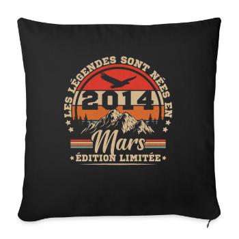 Vintage Cadeau Anniversaire Nées En Mars 2014 - Housse de coussin décorative 45 x 45 cm - noir - Devant