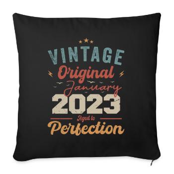 January 2023 Legend for 1 year - Sofa pillowcase 17,3'' x 17,3'' (45 x 45 cm) - black - Front