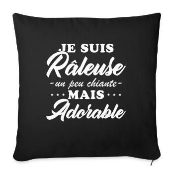 Râleuse Mais Adorable Cadeau Humour Personnalisé - Housse de coussin décorative 45 x 45 cm - noir - Devant