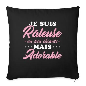 Râleuse Mais Adorable Cadeau Humour Personnalisé - Housse de coussin décorative 45 x 45 cm - noir - Devant