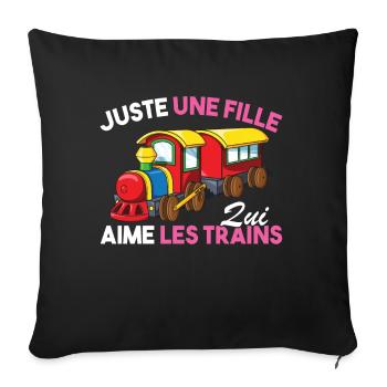 Enfant Juste une fille qui aime les trains Humour - Housse de coussin décorative 45 x 45 cm - noir - Devant