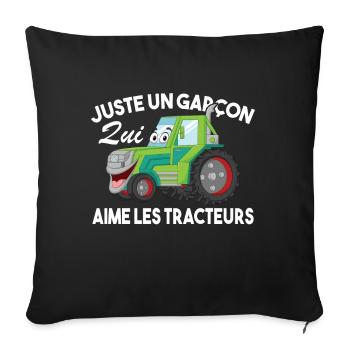 Juste Un Garçon Qui Aime Les Tracteurs Agriculteur - Housse de coussin décorative 45 x 45 cm - noir - Devant