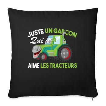 Juste Un Garçon Qui Aime Les Tracteurs Agriculteur - Housse de coussin décorative 45 x 45 cm - noir - Devant