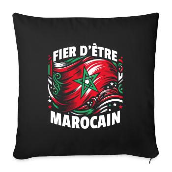 Fier D'Être Marocain Cadeau Maroc Drapeau Maghreb - Housse de coussin décorative 45 x 45 cm - noir - Devant