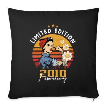 14 years old - Born in February 2010 - Sofa pillowcase 17,3'' x 17,3'' (45 x 45 cm) - black - Front