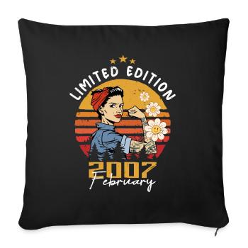 17 years old - Born in February 2007 - Sofa pillowcase 17,3'' x 17,3'' (45 x 45 cm) - black - Front
